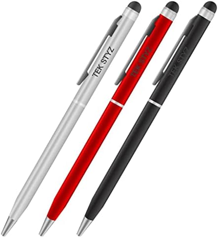 Pro Stylus Pen עבור Samsung Galaxy J7 Prime 2 עם דיו, דיוק גבוה, צורה רגישה במיוחד, קומפקטית למסכי מגע [3 חבילה-שחור-אדום-סילבר]